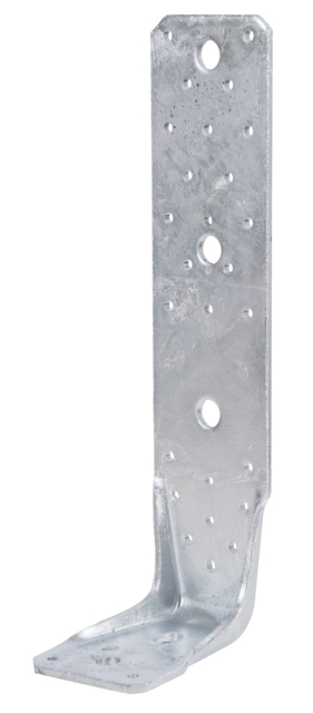 Squadretta di giunzione angolare KR, Materiale: acciaio grezzo, superficie: zincata a fuoco, con marcatura CE ai sensi della ETA-08/0165, altezza: 285 mm, Profondità: 85 mm, Larghezza: 65 mm, Spessore del materiale: 4,00 mm, Numero di fori: 1 / 1 / 28, Foro: Ø11 / Ø13 / Ø5 mm, CutCase