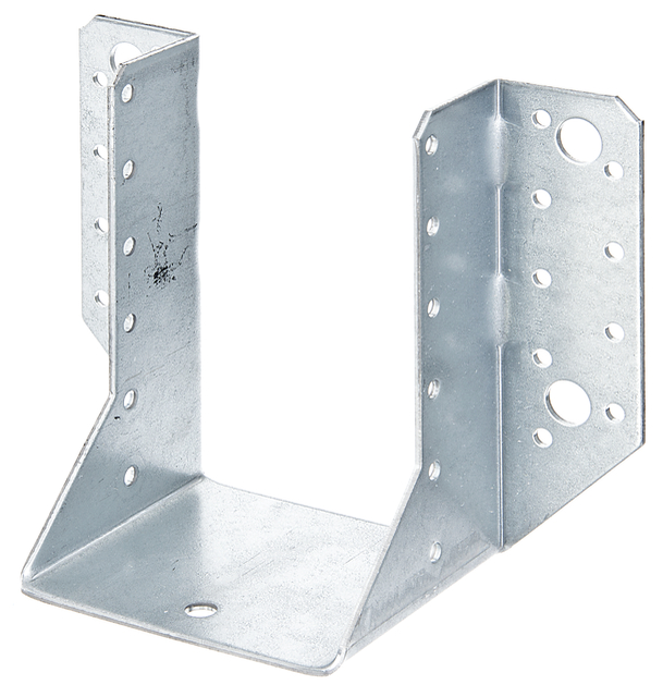 Support U Ailes extérieures, Matériau: Acier brut, Finition: galvanisée Sendzimir, avec marquage CE selon ETA-08/0171, Largeur d'ouverture: 80 mm, Hauteur: 120 mm, Largeur totale: 150 mm, Épaisseur du matériau: 2,00 mm, Nombre de trous: 4 / 30, Trou: Ø11 / Ø5 mm, conçu pour des gabarits standard en bois massif de construction et en lamellé-collé, CutCase