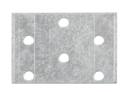 Platine d'assemblage, Matériau: Acier brut, Finition: galvanisée Sendzimir, avec marquage selon EN 14545, Longueur: 60 mm, Largeur: 40 mm, Épaisseur du matériau: 2,00 mm, Nombre de trous: 6, Trou: Ø5 mm, CutCase