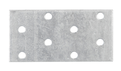 Platine d'assemblage, Matériau: Acier brut, Finition: galvanisée Sendzimir, avec marquage selon EN 14545, Longueur: 80 mm, Largeur: 40 mm, Épaisseur du matériau: 2,00 mm, Nombre de trous: 8, Trou: Ø5 mm, CutCase
