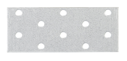 Platine d'assemblage, Matériau: Acier brut, Finition: galvanisée Sendzimir, avec marquage selon EN 14545, Longueur: 100 mm, Largeur: 40 mm, Épaisseur du matériau: 2,00 mm, Nombre de trous: 10, Trou: Ø5 mm, CutCase