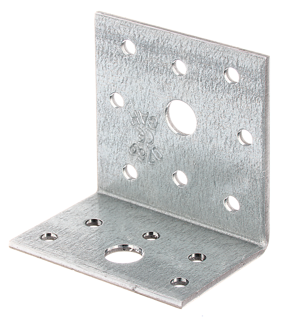 Angle bracket, Material: raw steel, Surface: sendzimir galvanised, with CE marking in accordance with ETA-08/0165, Contents per PU: 6 Piece, Depth: 40 mm, Height: 60 mm, Width: 60 mm, Material thickness: 2.50 mm, No. of holes: 2 / 13, Hole: Ø11 / Ø5 mm, in bargain pack, CutCase
