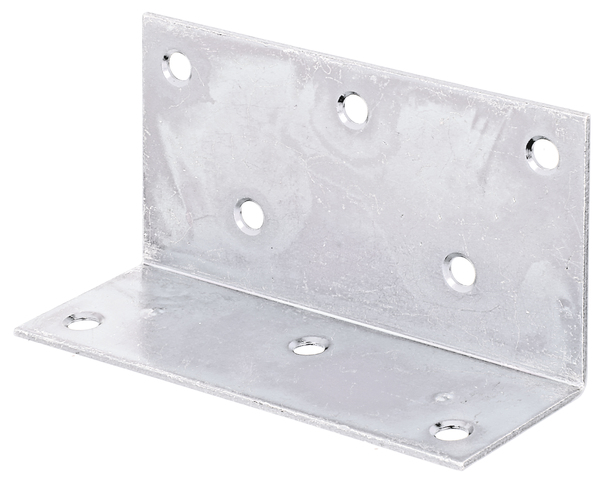 Squadretta di giunzione angolare, modello con lati disuguali, con fori per viti incassate, Materiale: acciaio grezzo, superficie: zincata sendzimir, Profondità: 60 mm, altezza: 40 mm, Larghezza: 115 mm, Spessore del materiale: 2,00 mm, Numero di fori: 8, Foro: Ø6,8 mm, CutCase