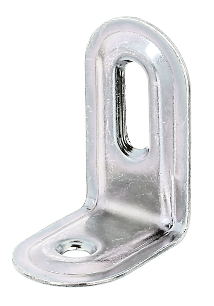 Équerre réglable emboutie, avec trous de vis fraisés, Matériau: Acier brut, Finition: galvanisée passivée, Profondeur: 28 mm, Hauteur: 40 mm, Largeur: 22 mm, Épaisseur du matériau: 1,00 mm, Nombre de trous: 1 / 1, Trou: 4,5 x 16 / Ø4,5 mm, CutCase