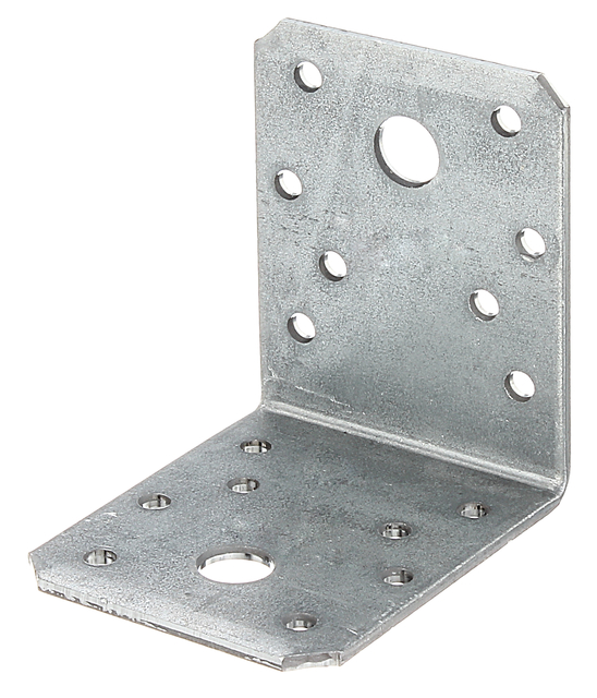 Angle bracket, Material: raw steel, Surface: sendzimir galvanised, with CE marking in accordance with ETA-08/0165, Contents per PU: 6 Piece, Depth: 70 mm, Height: 70 mm, Width: 55 mm, Material thickness: 2.50 mm, No. of holes: 2 / 16, Hole: Ø11 / Ø5 mm, in bargain pack, CutCase