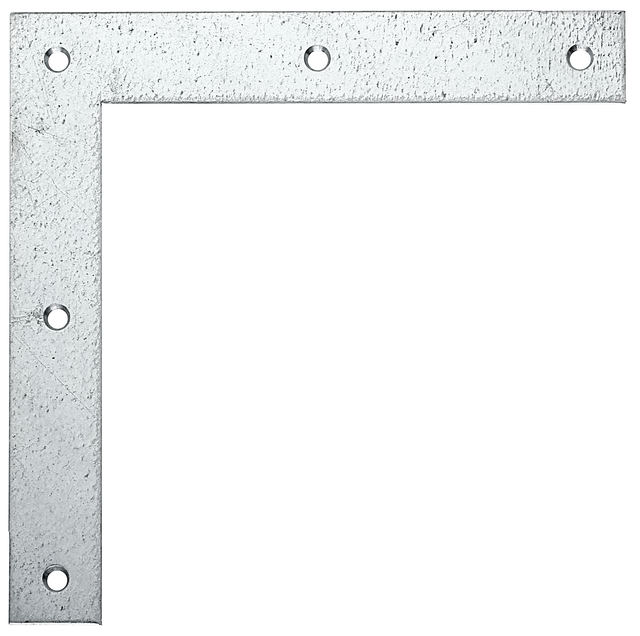 Flat angle bracket, with countersunk screw holes, Material: raw steel, Surface: sendzimir galvanised, Height: 200 mm, Length: 200 mm, Width: 30 mm, Material thickness: 3.00 mm, No. of holes: 5, Hole: Ø6.5 mm