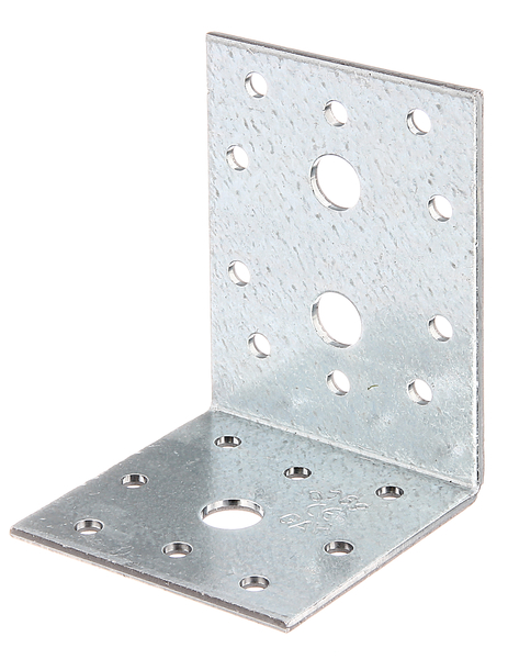 Escuadra de ensamblaje, Material: Acero crudo, Superficie: acero galvanizado Sendzimir, con distintivo CE conforme a ETA-08/0165, Contenido por U.P.: 6 Pieza, Profundidad: 60 mm, Altura: 80 mm, Anchura: 60 mm, Espesura del material: 2,50 mm, Número de agujeros: 3 / 18, Perforación: Ø11 / Ø5 mm, en paquete grande, CutCase