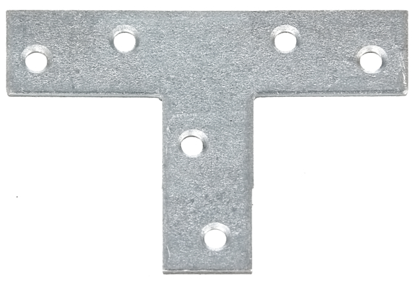Lastrina di giunzione piana, forma a T, con fori per viti incassate, Materiale: acciaio grezzo, superficie: zincata sendzimir, lunghezza: 70 mm, altezza: 50 mm, Larghezza: 16 mm, Spessore del materiale: 2,00 mm, Numero di fori: 6, Foro: Ø3,8 mm, CutCase