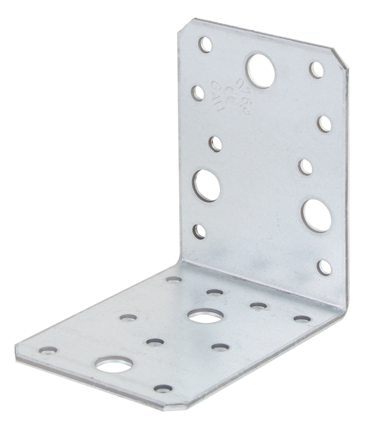 Winkelverbinder, Material: Stahl roh, Oberfläche: sendzimirverzinkt, mit CE-Kennzeichnung nach ETA-08/0165, Inhalt pro PE: 6 St., Tiefe: 90 mm, Höhe: 90 mm, Breite: 65 mm, Materialstärke: 2,50 mm, Anzahl Löcher: 5 / 17, Loch: Ø11 / Ø5 mm, im Großpack, CutCase