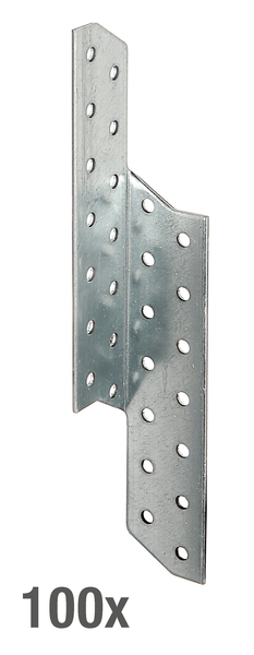 Sparren-Pfettenanker, Material: Stahl roh, Oberfläche: sendzimirverzinkt, rechts, mit CE-Kennzeichnung nach ETA-08/0170, Breite: 32 mm, Tiefe: 32 mm, Höhe: 210 mm, Materialstärke: 2,00 mm, Anzahl Löcher: 28, Loch: Ø5 mm, Fachhandelsgebinde