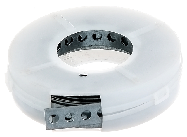 Lochband, Material: Stahl roh, Oberfläche: sendzimirverzinkt, in Abrollkassette, Breite: 17 mm, Abstand Mitte - Mitte Loch: 12 mm, Länge: 3 m, Materialstärke: 0,80 mm