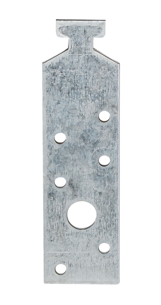 Anclaje para carril perfilado, Material: Acero crudo, Superficie: acero galvanizado Sendzimir para carriles perfilados 28/15, con distintivo conforme a EN 14545, Longitud: 160 mm, Anchura: 34 mm, Espesura del material: 3,00 mm, Número de agujeros: 1 / 10, Perforación: Ø13 / Ø5 mm, diseñado para secciones transversales estándar de madera maciza para construcción y madera laminada, CutCase