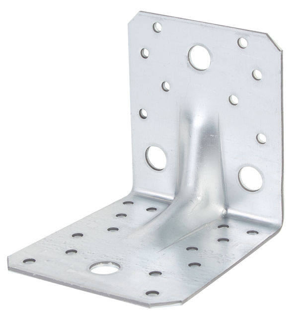 Heavy-duty angle bracket, reinforced, Material: raw steel, Surface: sendzimir galvanised, with CE marking in accordance with ETA-08/0165, Depth: 105 mm, Height: 105 mm, Width: 90 mm, Material thickness: 3.00 mm, No. of holes: 4 / 22, Hole: Ø13 / Ø5 mm, Specialised trade container