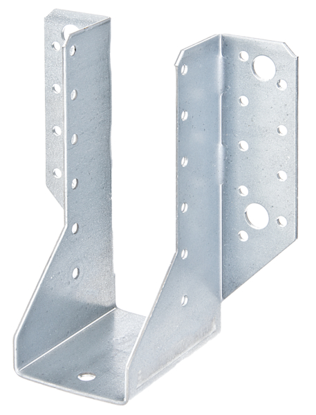 Support U Ailes extérieures, Matériau: Acier brut, Finition: galvanisée Sendzimir, avec marquage CE selon ETA-08/0171, Largeur d'ouverture: 50 mm, Hauteur: 135 mm, Largeur totale: 120 mm, Épaisseur du matériau: 2,00 mm, Nombre de trous: 4 / 30, Trou: Ø11 / Ø5 mm, CutCase