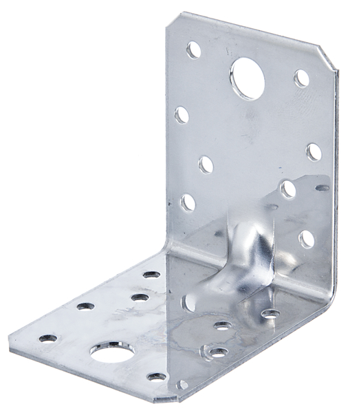 Schwerlast-Winkelverbinder mit Sicke, Material: Edelstahl, Tiefe: 70 mm, Höhe: 70 mm, Breite: 55 mm, Materialstärke: 2,00 mm, Anzahl Löcher: 2 / 16, Loch: Ø11 / Ø5 mm, CutCase