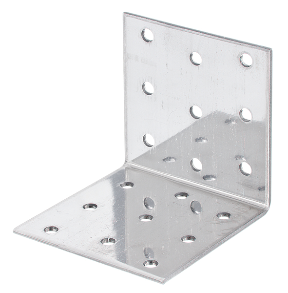 Squadretta di giunzione angolare multiforo, Materiale: acciaio inox, Profondità: 60 mm, altezza: 60 mm, Larghezza: 60 mm, Spessore del materiale: 2,00 mm, Numero di fori: 18, Foro: Ø5 mm, CutCase