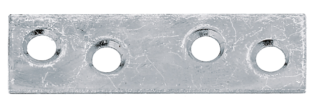 Flat connector, with countersunk screw holes, Material: raw steel, Surface: sendzimir galvanised, Length: 50 mm, Width: 14 mm, Material thickness: 1.75 mm, No. of holes: 4, Hole: Ø4.5 mm, Item no.: 339241, Russia article, CutCase