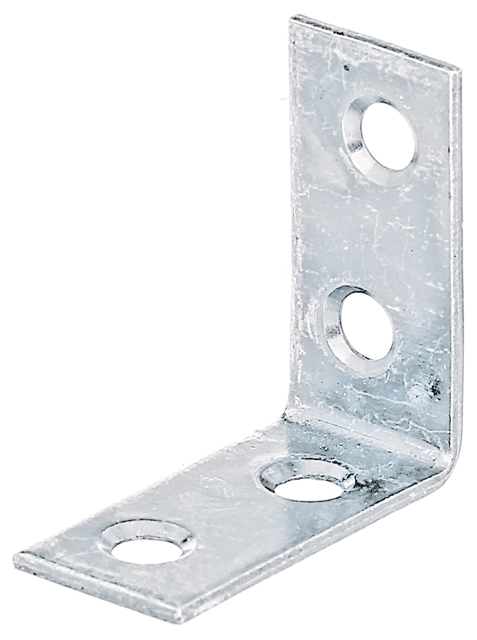 Corner brace, with countersunk screw holes on both sides, Material: raw steel, Surface: sendzimir galvanised, Depth: 30 mm, Height: 30 mm, Width: 14 mm, Material thickness: 1.75 mm, No. of holes: 4, Hole: Ø4.5 mm, Item no.: 339197, Russia article, CutCase