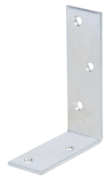 Joist hanger angle bracket, unequal sided, with countersunk screw holes, Material: raw steel, Surface: galvanised, thick-film passivated, Depth: 75 mm, Height: 100 mm, Width: 30 mm, Material thickness: 3.00 mm, No. of holes: 5, Hole: Ø5.5 mm, Item no.: 332259, Russia article, CutCase