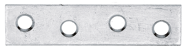 Flachverbinder, mit versenkten Schraublöchern, Material: Stahl roh, Oberfläche: sendzimirverzinkt, Länge: 60 mm, Breite: 14 mm, Materialstärke: 1,75 mm, Anzahl Löcher: 4, Loch: Ø4,5 mm, Art.-Nr.: 339258, Russland-Artikel, CutCase