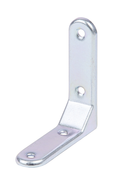 Équerre décorative emboutie, avec trous de vis fraisés, Matériau: Acier brut, Finition: galvanisée passivée, Profondeur: 75 mm, Hauteur: 75 mm, Largeur: 20 mm, Épaisseur du matériau: 1,00 mm, Nombre de trous: 4, Trou: Ø5,3 mm, CutCase