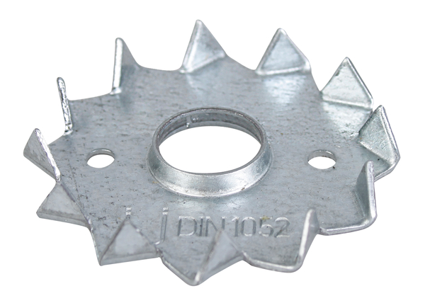 Podkładka tarczowa z zębami, materiał: stal surowa, powierzchnia: ocynkowana metodą Sędzimira, z oznaczeniem zgodnie z EN 14545, Ø zewn.: 75 mm, Średnica wewnętrzna: 16 mm, przeznaczony do standardowych przekrojów, do konstrukcyjnego drewna litego (KVH) i klejonki (BSH), CutCase