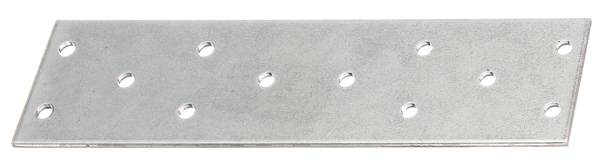 Platine d'assemblage, Matériau: Acier brut, Finition: galvanisée Sendzimir, avec marquage selon EN 14545, Longueur: 155 mm, Largeur: 40 mm, Épaisseur du matériau: 2,00 mm, Nombre de trous: 12, Trou: Ø5 mm, CutCase