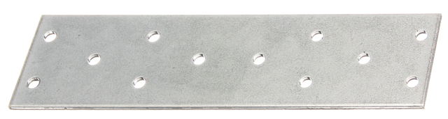 Platine d'assemblage, Matériau: Acier brut, Finition: galvanisée Sendzimir, avec marquage selon EN 14545, Longueur: 155 mm, Largeur: 40 mm, Épaisseur du matériau: 2,00 mm, Nombre de trous: 12, Trou: Ø5 mm, CutCase