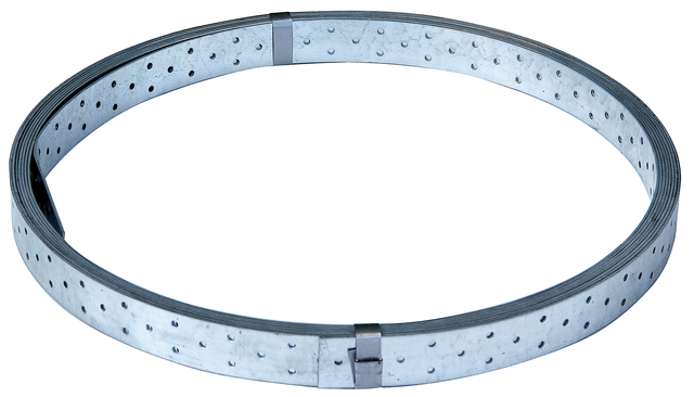 Rispenband, Material: Stahl roh, Oberfläche: sendzimirverzinkt, mit Kennzeichnung nach EN 14545, Breite: 40 mm, Länge: 10 m, Materialstärke: 2,00 mm, Loch: Ø5 mm