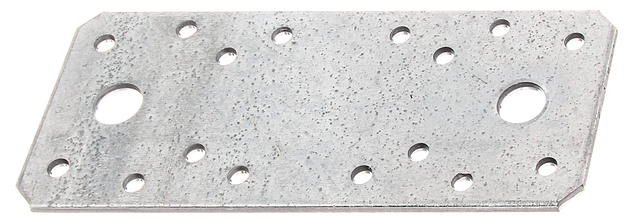 Platine d'assemblage, Matériau: Acier brut, Finition: galvanisée Sendzimir, avec marquage selon EN 14545, Contenu par UV: 15 Pièce, Longueur: 133 mm, Largeur: 55 mm, Épaisseur du matériau: 2,50 mm, Nombre de trous: 2 / 16, Trou: Ø11 / Ø5 mm, en paquets grandes dimensions
