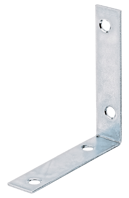 Corner brace, with countersunk screw holes on both sides, Material: raw steel, Surface: sendzimir galvanised, Depth: 75 mm, Height: 75 mm, Width: 16 mm, Material thickness: 1.75 mm, No. of holes: 4, Hole: Ø5.5 mm, Item no.: 339388, Russia article, CutCase
