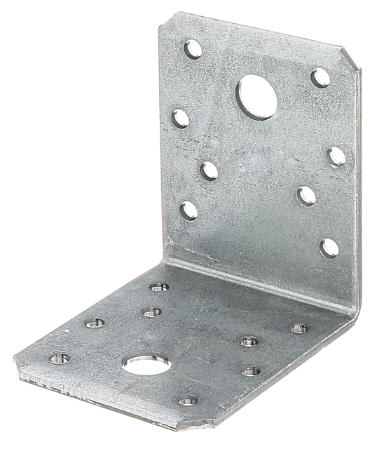 Angle bracket, Material: raw steel, Surface: sendzimir galvanised, with CE marking in accordance with ETA-08/0165, Depth: 70 mm, Height: 70 mm, Width: 55 mm, Material thickness: 2.50 mm, No. of holes: 2 / 16, Hole: Ø11 / Ø5 mm, France item, CutCase