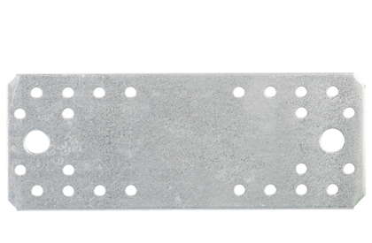 Platine d'assemblage, Matériau: Acier brut, Finition: galvanisée Sendzimir, avec marquage selon EN 14545, Longueur: 172 mm, Largeur: 65 mm, Épaisseur du matériau: 2,50 mm, Nombre de trous: 2 / 24, Trou: Ø11 / Ø5 mm, CutCase