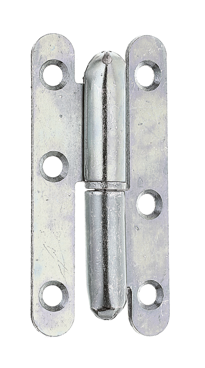 Paumelle universelle Paris, avec trous de vis fraisés, Matériau: Acier brut, Finition: zinguée, gauche, Longueur: 80 mm, Largeur: 40 mm, Épaisseur du matériau: 2,50 mm, Nombre de trous: 6, Trou: Ø5,5 mm