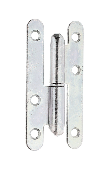 Paumelle universelle Paris, avec trous de vis fraisés, Matériau: Acier brut, Finition: zinguée, droite, Longueur: 95 mm, Largeur: 45 mm, Épaisseur du matériau: 2,50 mm, Nombre de trous: 6, Trou: Ø5,5 mm