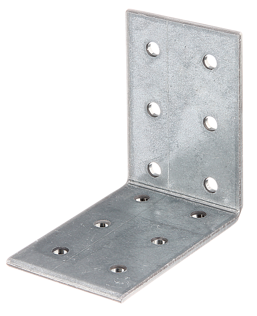 Lochplattenwinkel, Material: Stahl roh, Oberfläche: sendzimirverzinkt, mit CE-Kennzeichnung nach ETA-08/0165, Tiefe: 60 mm, Höhe: 60 mm, Breite: 40 mm, Materialstärke: 2,50 mm, Anzahl Löcher: 12, Loch: Ø5 mm, ausgelegt für Standardquerschnitte aus Konstruktionsvollholz (KVH) und Brettschichtholz (BS-Holz), CutCase