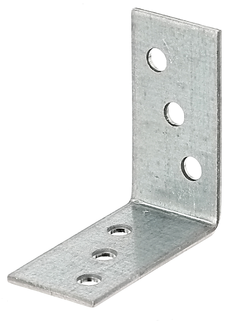 Winkelverbinder, Material: Stahl roh, Oberfläche: sendzimirverzinkt, Tiefe: 40 mm, Höhe: 40 mm, Breite: 20 mm, Materialstärke: 2,00 mm, Anzahl Löcher: 6, Loch: Ø5 mm, ausgelegt für Standardquerschnitte aus Konstruktionsvollholz (KVH) und Brettschichtholz (BS-Holz), CutCase