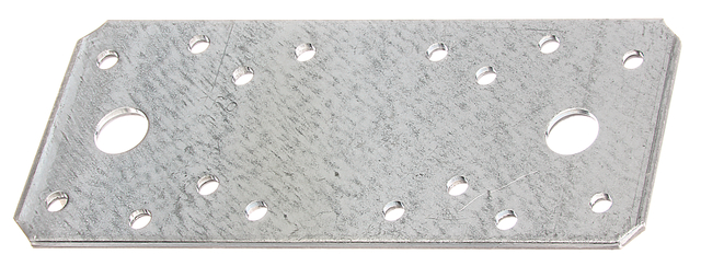Flachverbinder, Material: Stahl roh, Oberfläche: sendzimirverzinkt, mit Kennzeichnung nach EN 14545, Länge: 133 mm, Breite: 55 mm, Materialstärke: 2,50 mm, Anzahl Löcher: 2 / 16, Loch: Ø11 / Ø5 mm, ausgelegt für Standardquerschnitte aus Konstruktionsvollholz (KVH) und Brettschichtholz (BS-Holz), CutCase