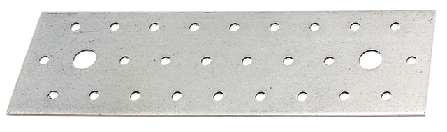 Lochplatte, Material: Stahl roh, Oberfläche: sendzimirverzinkt, mit Kennzeichnung nach EN 14545, Länge: 200 mm, Breite: 60 mm, Materialstärke: 2,00 mm, Anzahl Löcher: 2 / 26, Loch: Ø11 / Ø5 mm, ausgelegt für Standardquerschnitte aus Konstruktionsvollholz (KVH) und Brettschichtholz (BS-Holz), CutCase