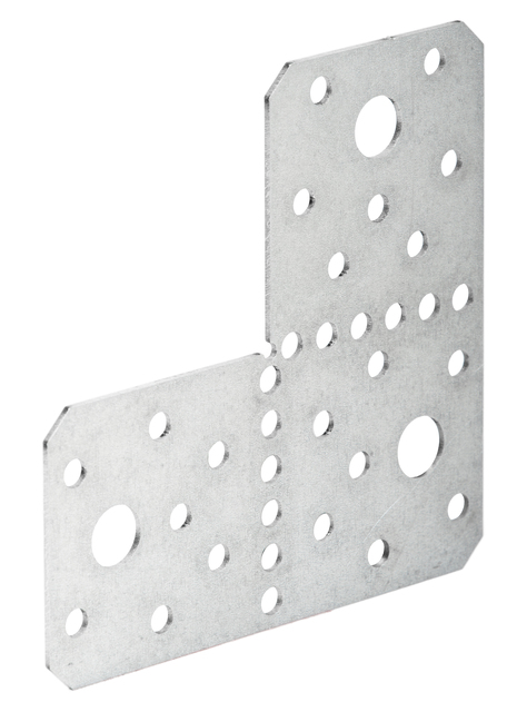 Trio-Verbinder, Material: Stahl roh, Oberfläche: sendzimirverzinkt, Länge: 100 mm, Breite: 100 mm, Materialstärke: 1,50 mm, Anzahl Löcher: 33 / 3, Loch: Ø5 / Ø11 mm