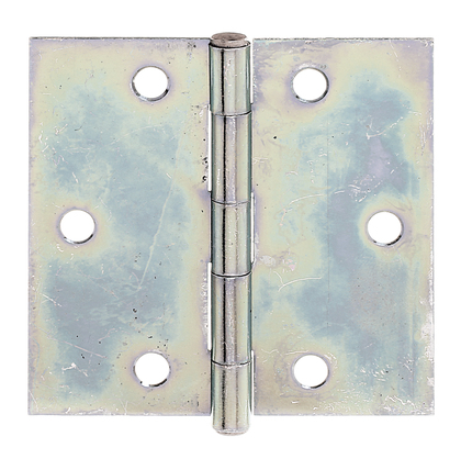 Charnière carrée, avec trous de vis fraisés, Matériau: Acier brut, Finition: galvanisée Sendzimir, avec tige inox rivetée, Longueur: 80 mm, Largeur: 80 mm, Version: roulée, Épaisseur du matériau: 1,00 mm, Nombre de trous: 6, Trou: Ø6,3 mm