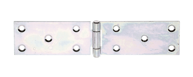 Charnière, avec goupille en acier inoxydable rivetée, avec trous de vis fraisés, Matériau: Acier brut, Finition: galvanisée Sendzimir, Longueur: 44 mm, Largeur: 200 mm, Version: roulée, Épaisseur du matériau: 2,00 mm, Nombre de trous: 10, Trou: Ø6 mm