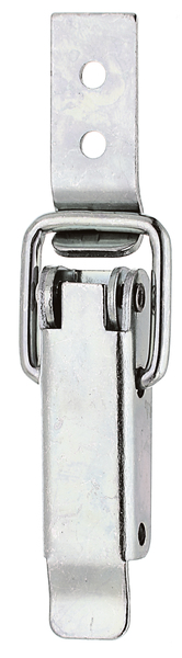 Kistenverschluss ohne Schlossöse, mit Schließhaken, gekröpft, mit versenkten Schraublöchern, Material: Stahl roh, Oberfläche: galvanisch verzinkt, Dickschichtschutz, Inhalt pro PE: 1 St., Breite: 13 mm, Höhe: 49 mm, Schlaufenbreite: 15 mm, Anzahl Löcher: 2, Loch: Ø3,7 mm, SB-verpackt