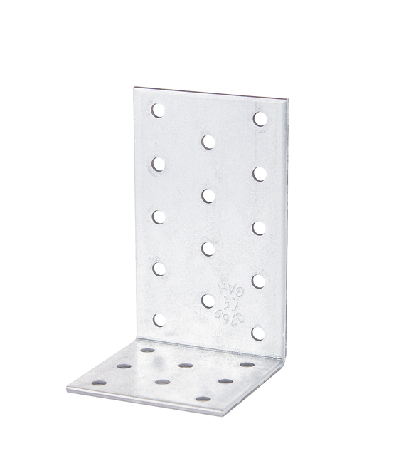 Perforated angle plate, Material: raw steel, Surface: sendzimir galvanised, with CE marking in accordance with ETA-08/0165, Depth: 60 mm, Height: 100 mm, Width: 60 mm, Material thickness: 2.50 mm, No. of holes: 22, Hole: Ø5 mm, CutCase