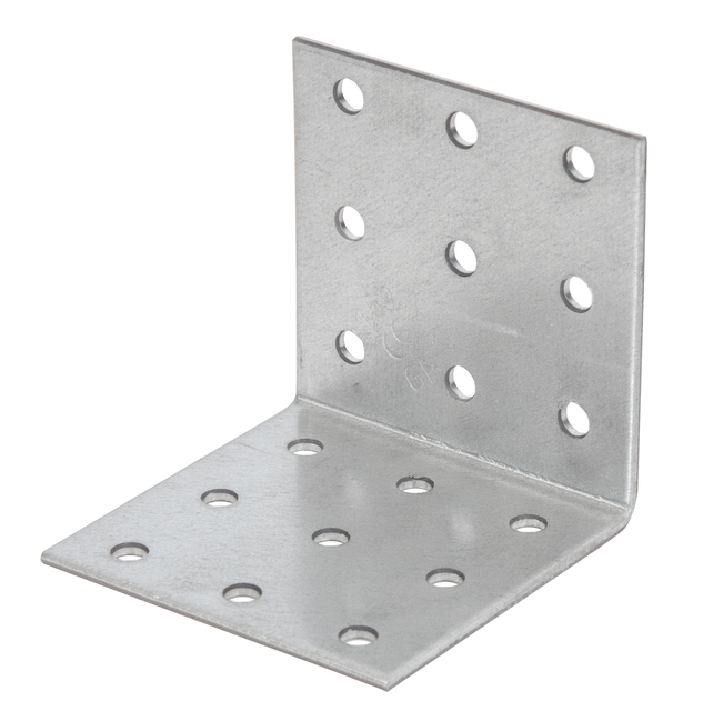 Perforated angle plate, Material: raw steel, Surface: sendzimir galvanised, with CE marking in accordance with ETA-08/0165, Depth: 60 mm, Height: 60 mm, Width: 60 mm, Material thickness: 2.00 mm, No. of holes: 18, Hole: Ø5 mm, CutCase