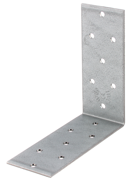 Winkelverbinder, Material: Stahl roh, Oberfläche: sendzimirverzinkt, mit CE-Kennzeichnung nach ETA-08/0165, Tiefe: 100 mm, Höhe: 100 mm, Breite: 40 mm, Materialstärke: 2,00 mm, Anzahl Löcher: 14, Loch: Ø5 mm, CutCase