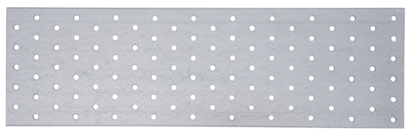 Lochplatte, Material: Stahl roh, Oberfläche: sendzimirverzinkt, mit Kennzeichnung nach EN 14545, Länge: 400 mm, Breite: 120 mm, Materialstärke: 2,00 mm, Anzahl Löcher: 110, Loch: Ø5 mm, CutCase