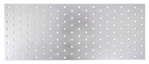 Lochplatte, Material: Stahl roh, Oberfläche: sendzimirverzinkt, mit Kennzeichnung nach EN 14545, Länge: 400 mm, Breite: 160 mm, Materialstärke: 2,00 mm, Anzahl Löcher: 150, Loch: Ø5 mm