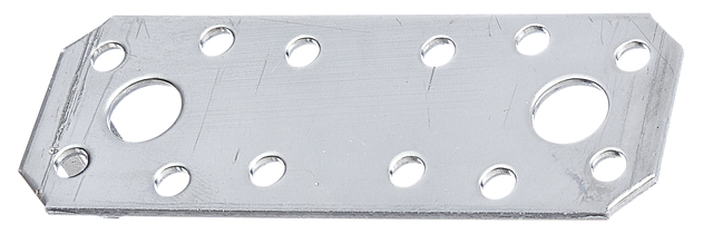 Flat connector, Material: stainless steel, Length: 96 mm, Width: 35 mm, Material thickness: 2.00 mm, No. of holes: 2 / 12, Hole: Ø11 / Ø5 mm, CutCase