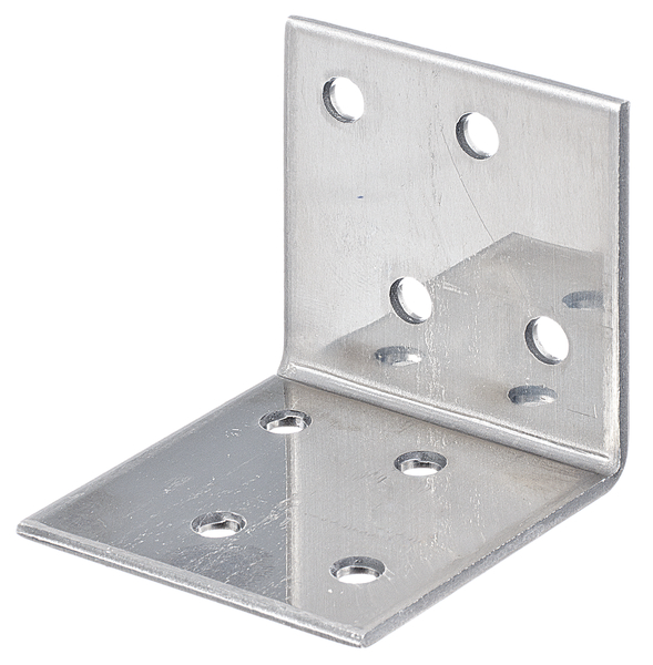 Escuadra de ensamblaje, Material: Acero inoxidable, Profundidad: 40 mm, Altura: 40 mm, Anchura: 40 mm, Espesura del material: 2,00 mm, Número de agujeros: 8, Perforación: Ø4,5 mm, CutCase